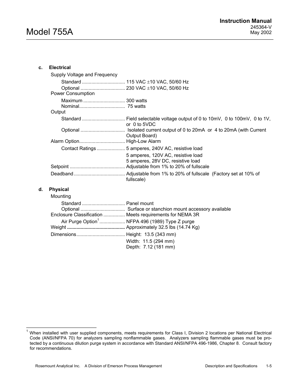 C. electrical, D. physical, Model 755a | Emerson 755A User Manual | Page 19 / 90