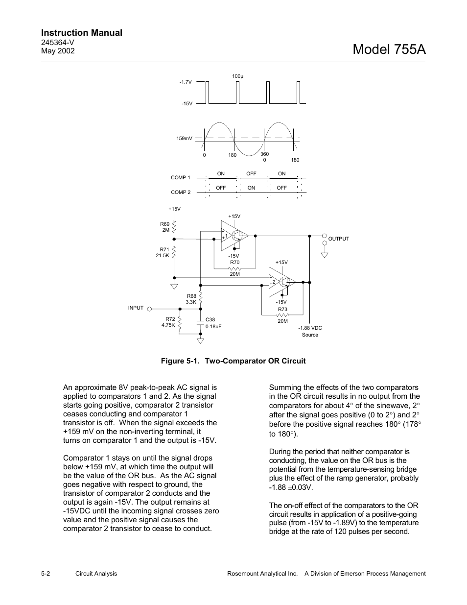 1 schematic - two-comparator or circuit, Model 755a, Instruction manual | Emerson 755A User Manual | Page 56 / 90