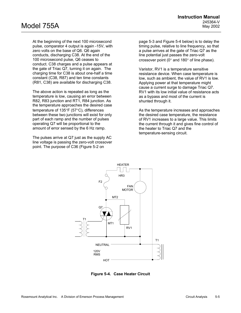 4 schematic - case heater circuit, Model 755a, Instruction manual | Emerson 755A User Manual | Page 59 / 90