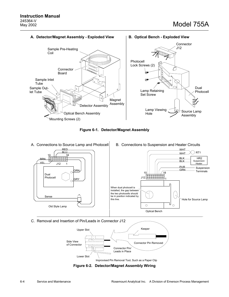 1 detector/magnet assembly, 2 detector/magnet assembly wiring, Model 755a | Instruction manual | Emerson 755A User Manual | Page 72 / 90