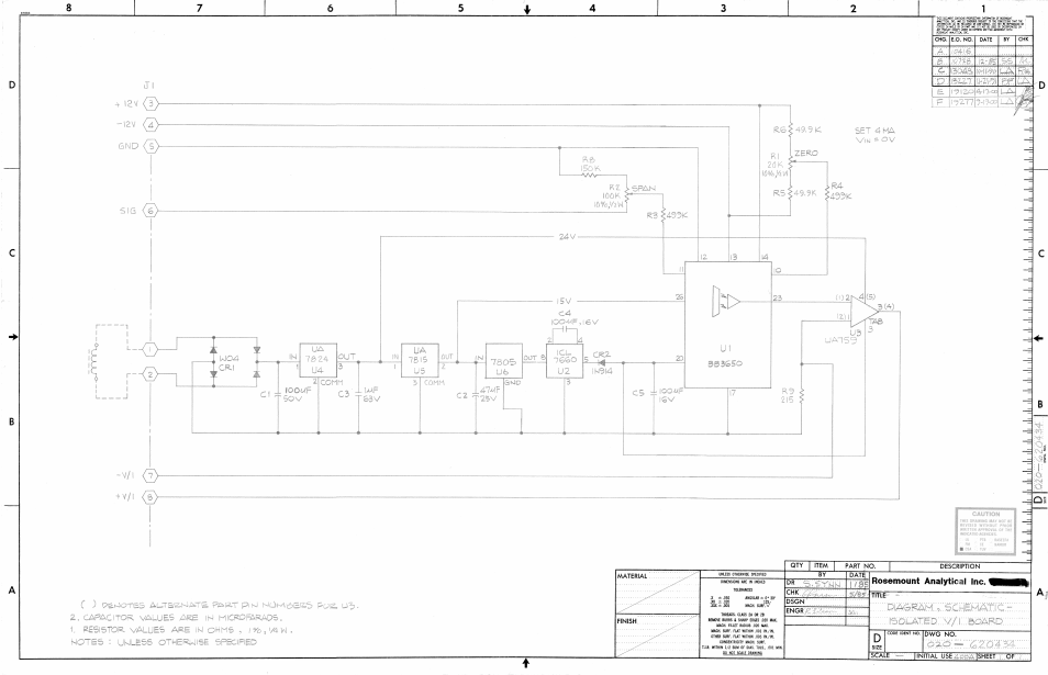 620434 schematic diagram, current output board | Emerson 755A User Manual | Page 87 / 90