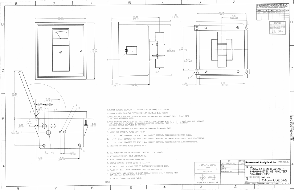 632349 installation drawing, model 755a | Emerson 755A User Manual | Page 88 / 90