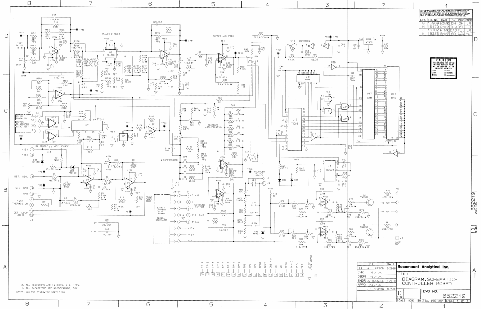 652219 schematic diagram, control board | Emerson 755A User Manual | Page 89 / 90