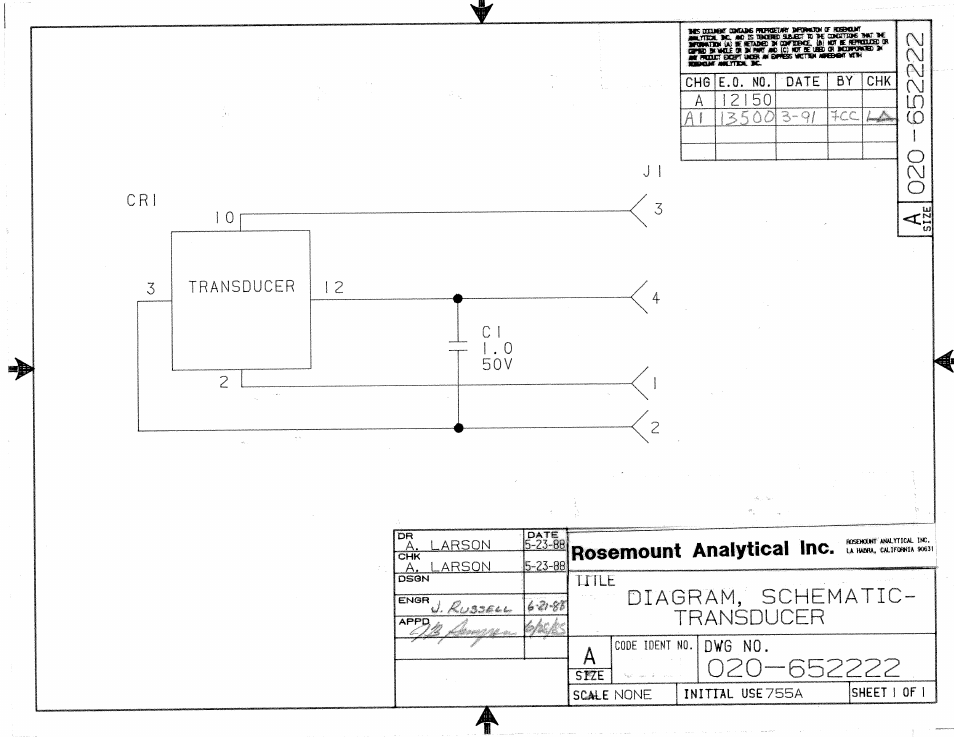 652222 schematic diagram, transducer | Emerson 755A User Manual | Page 90 / 90