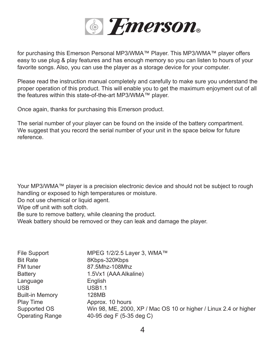 Emerson MP205 User Manual | Page 4 / 28