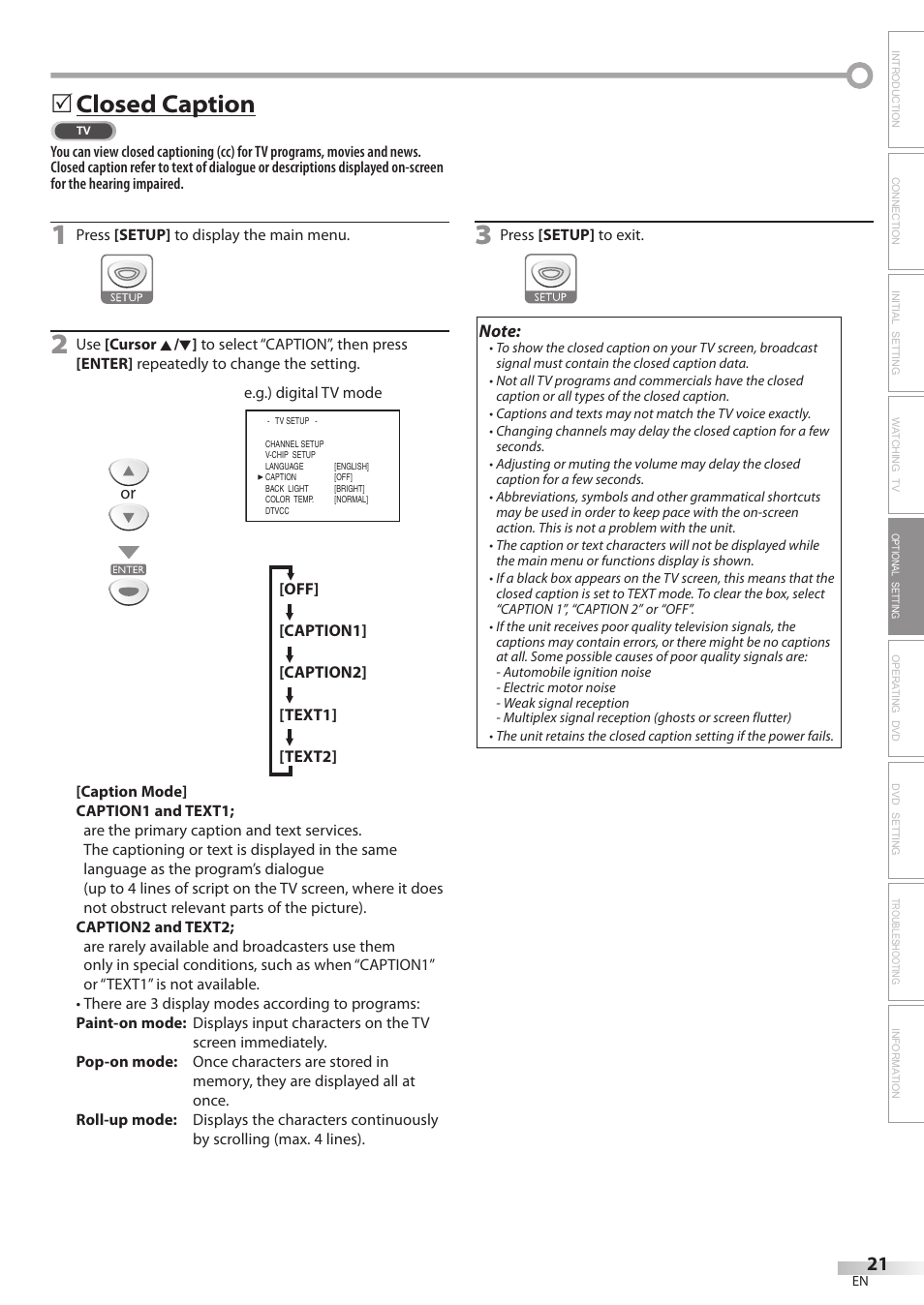 Closed caption | Emerson LD200EM8 User Manual | Page 21 / 48