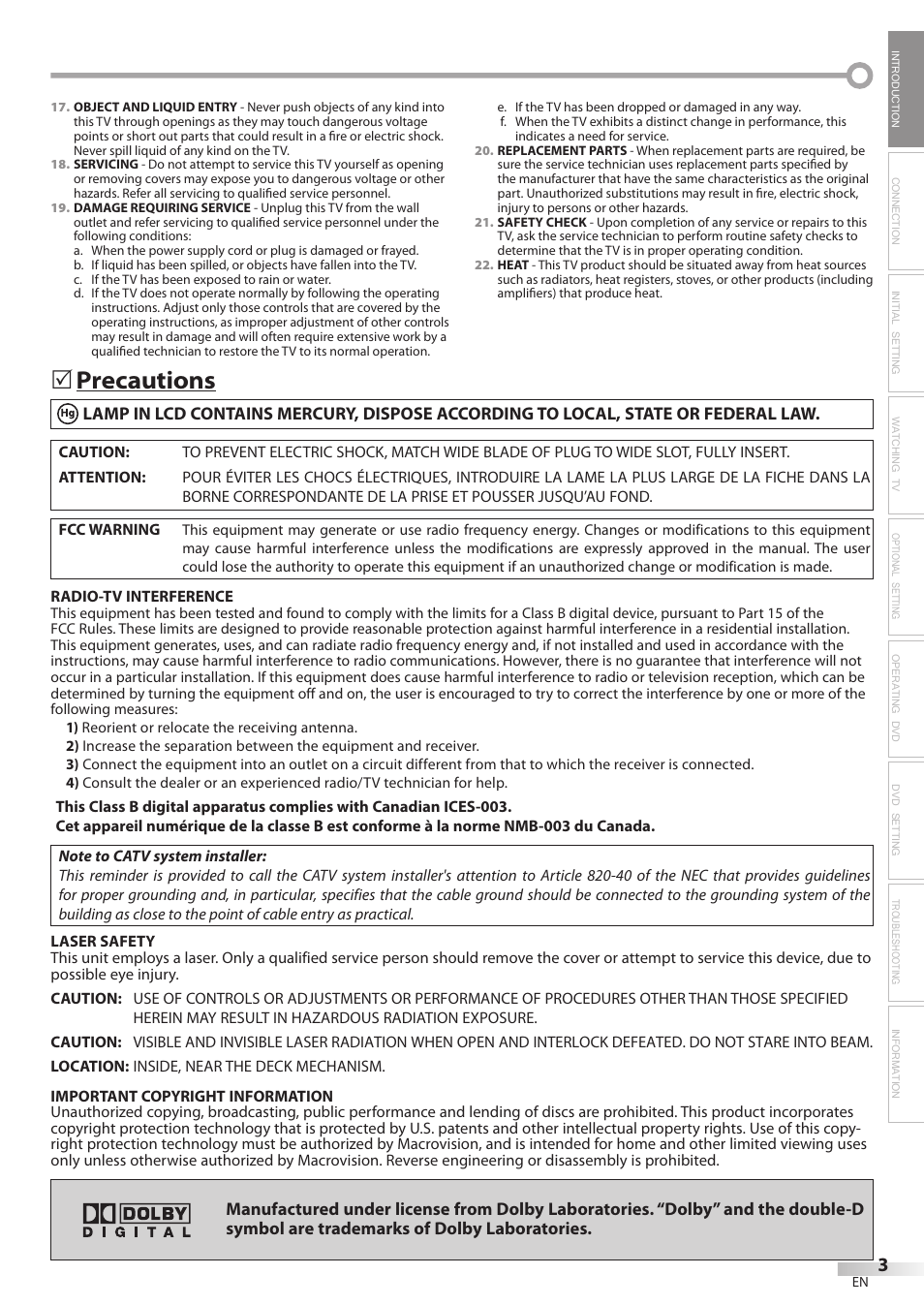 Precautions | Emerson LD200EM8 User Manual | Page 3 / 48