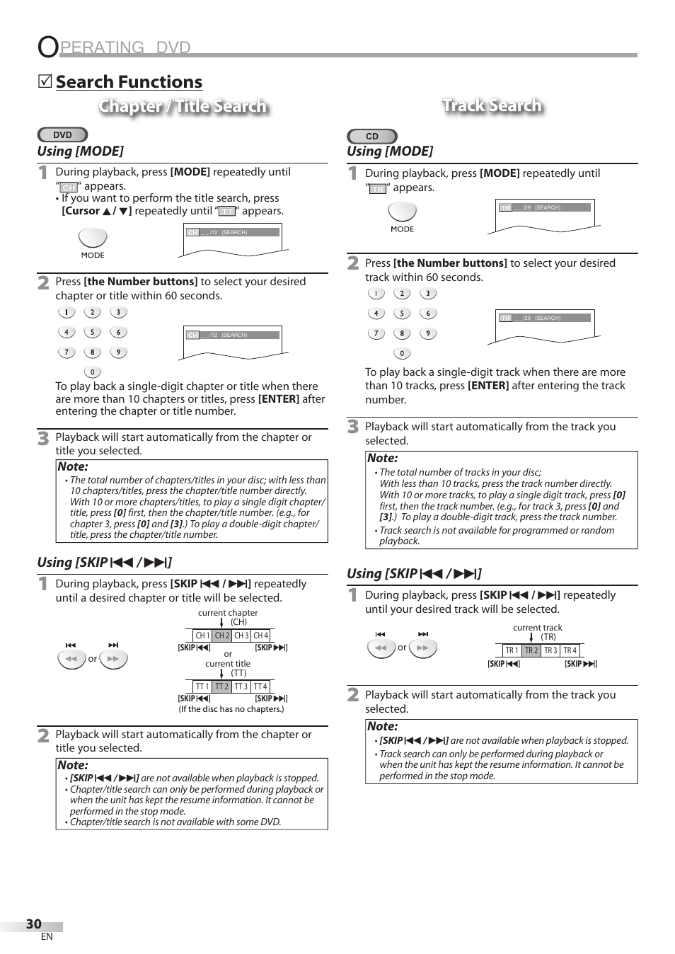 Perating dvd, 5track search track search | Emerson LD200EM8 User Manual | Page 30 / 48