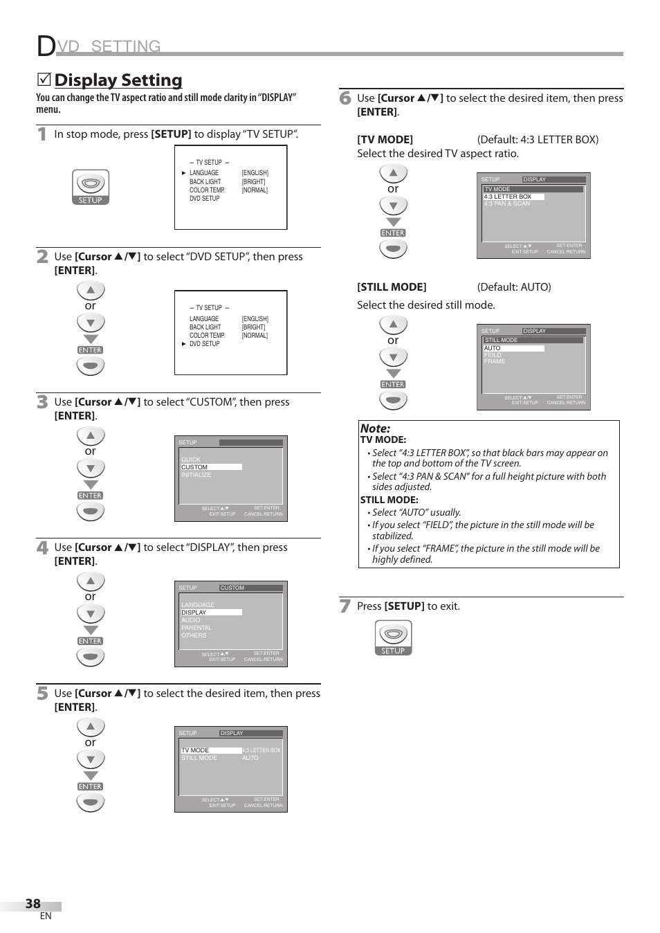 Vd setting, Display setting | Emerson LD200EM8 User Manual | Page 38 / 48