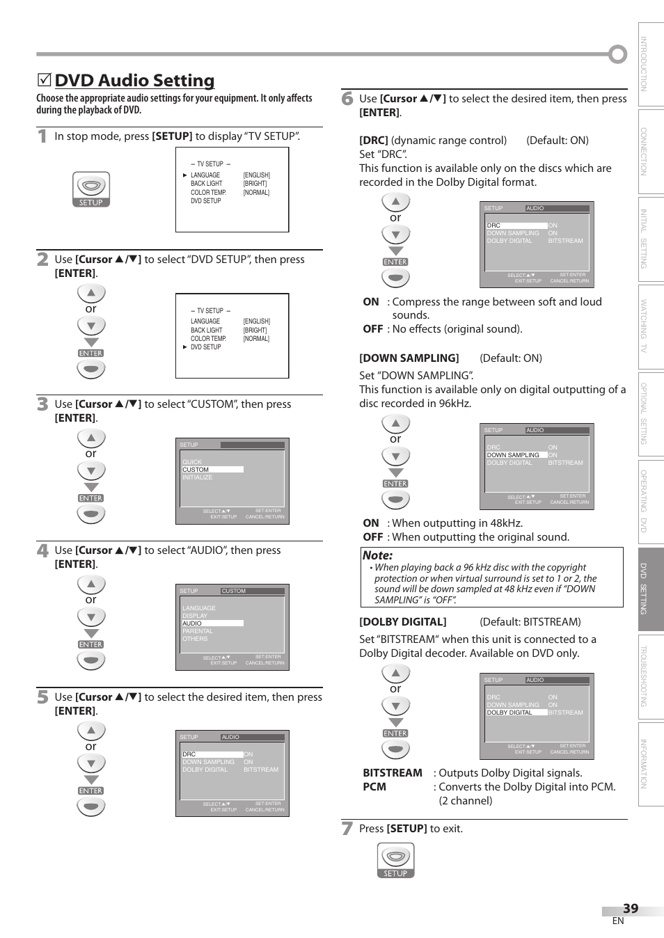 Dvd audio setting | Emerson LD200EM8 User Manual | Page 39 / 48