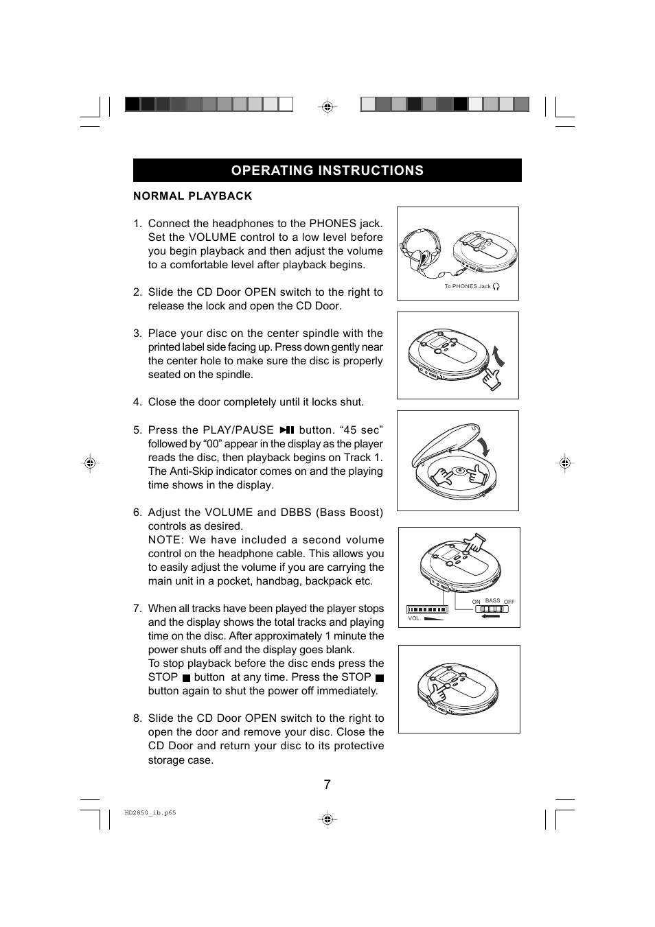 7operating instructions | Emerson Radio HD2850 User Manual | Page 8 / 16