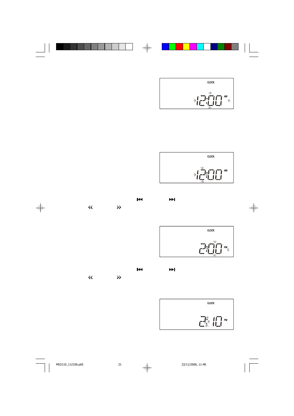 Setting the clock | Emerson Radio MS3110 User Manual | Page 22 / 44