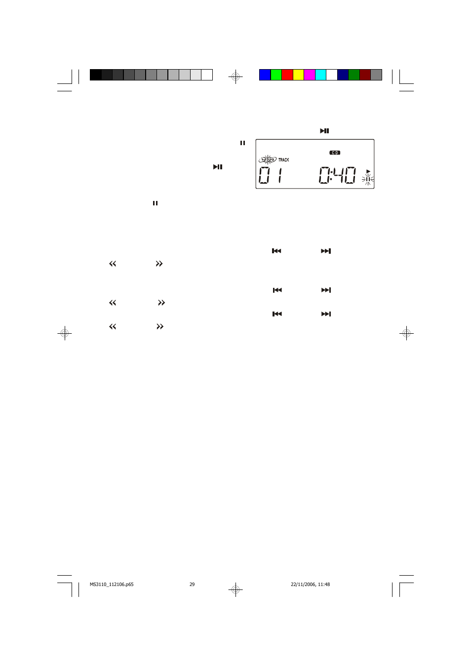 Pause control, Skip track and high speed music search | Emerson Radio MS3110 User Manual | Page 30 / 44