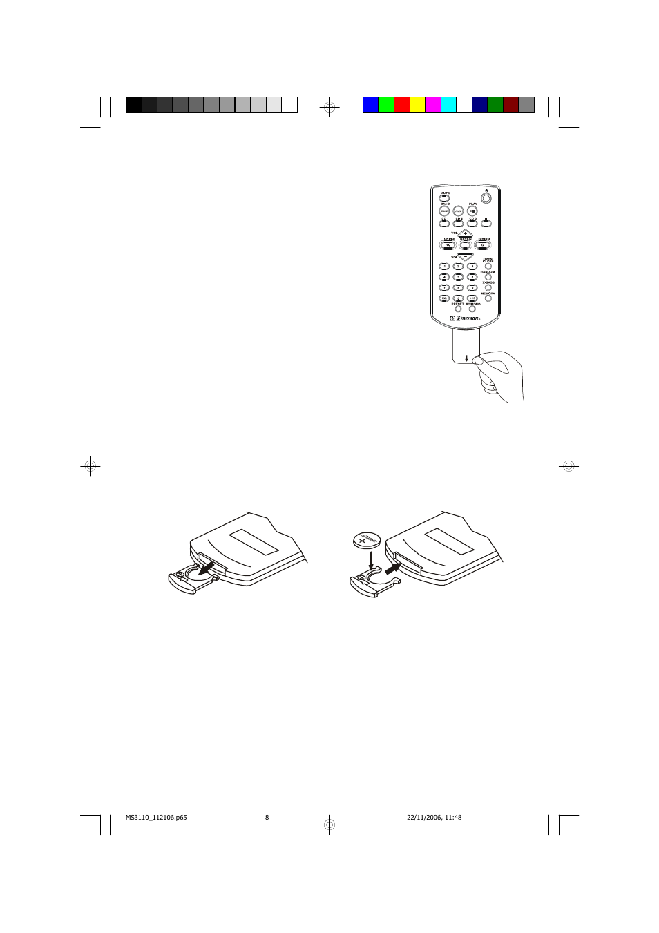 Remote control battery | Emerson Radio MS3110 User Manual | Page 9 / 44