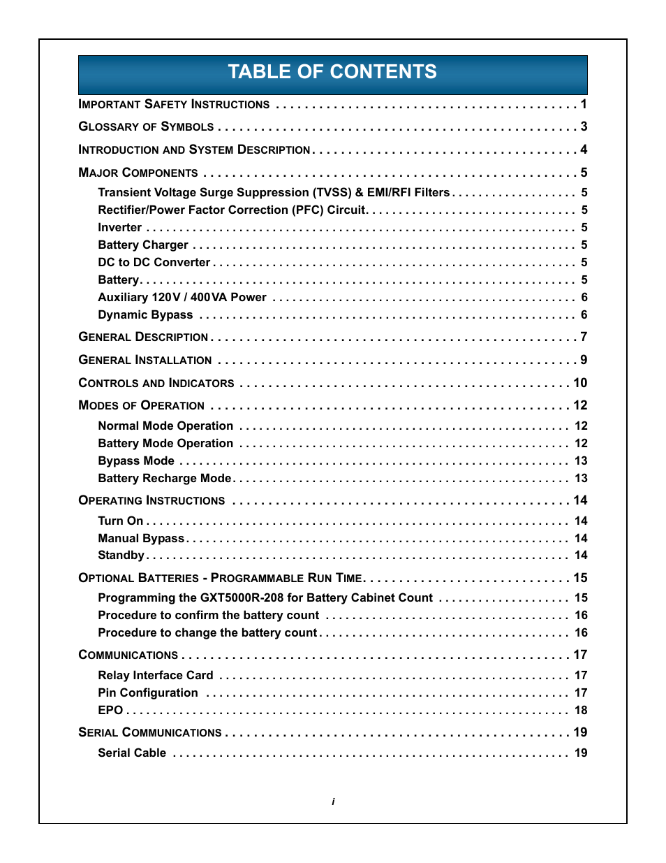 Emerson LIEBERT GXT5000R-208 User Manual | Page 3 / 32