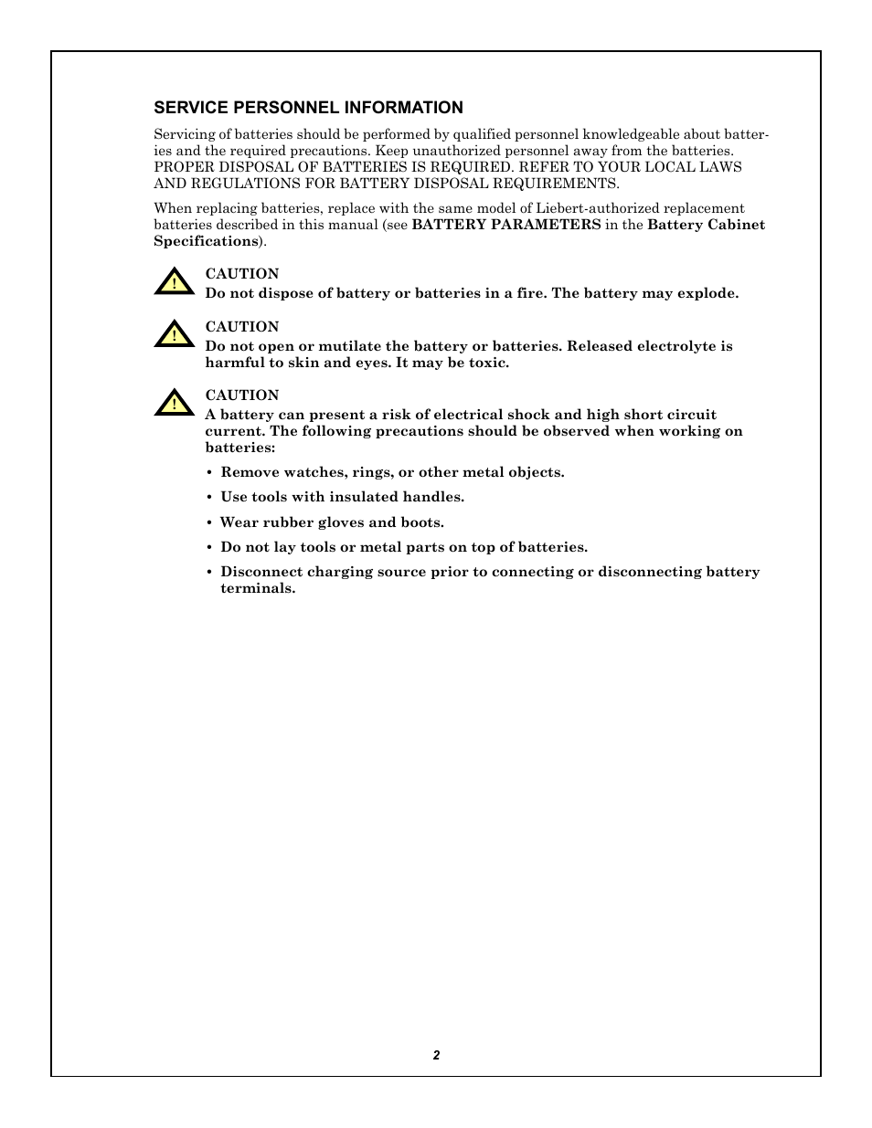 Service personnel information | Emerson LIEBERT GXT5000R-208 User Manual | Page 6 / 32
