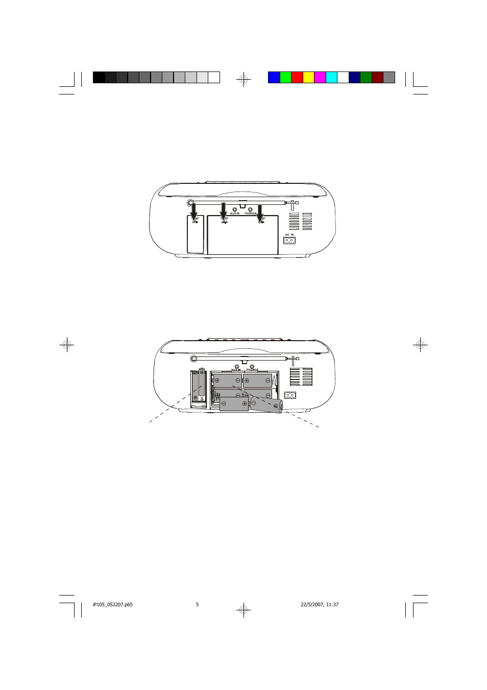 Installing the batteries | Emerson Radio iP105BK User Manual | Page 6 / 30