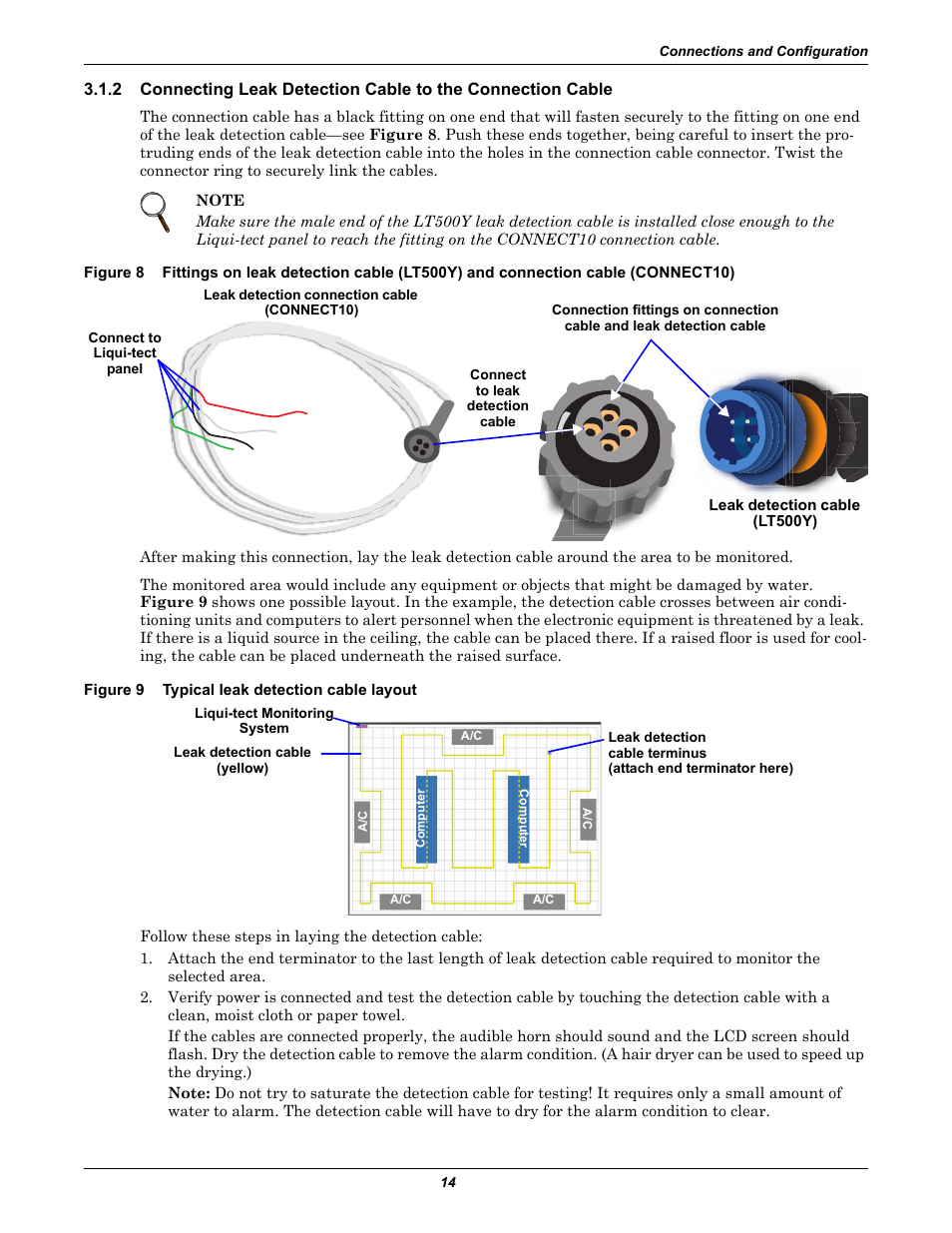 Figure 9 typical leak detection cable layout, Figure 8, Figure 9 | Typical leak detection cable layout | Emerson Liqui-tect MC68HC16Z1 User Manual | Page 18 / 48