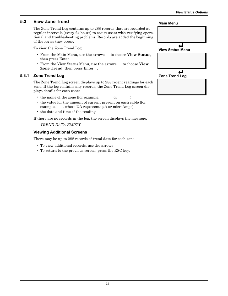 3 view zone trend, 1 zone trend log, Viewing additional screens | View zone trend, Zone trend log | Emerson Liqui-tect MC68HC16Z1 User Manual | Page 26 / 48