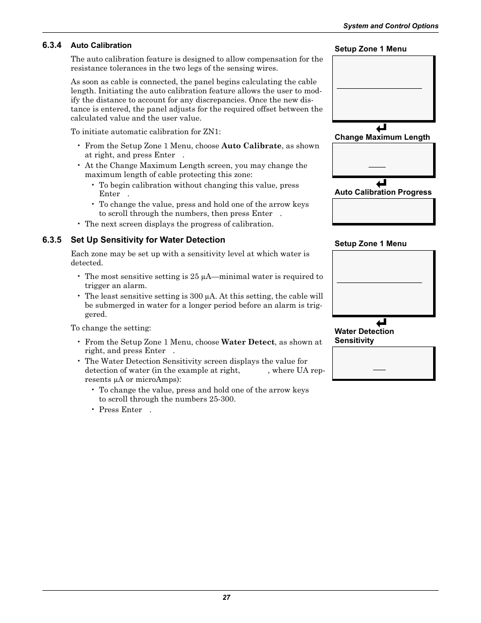 4 auto calibration, 5 set up sensitivity for water detection, Auto calibration | Set up sensitivity for water detection | Emerson Liqui-tect MC68HC16Z1 User Manual | Page 31 / 48