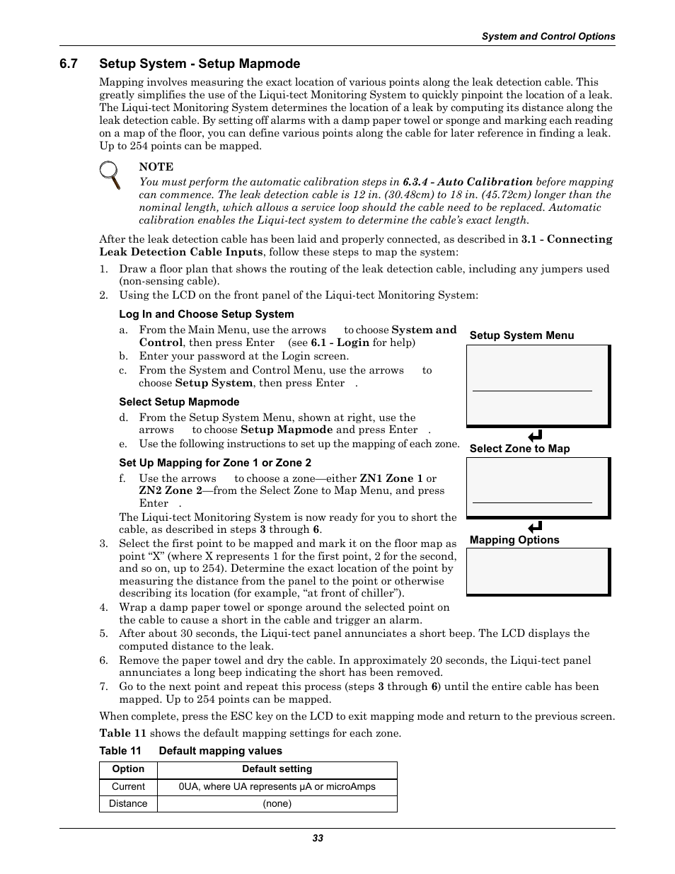 7 setup system - setup mapmode, Table 11 default mapping values, Setup system - setup mapmode | Table 11, Default mapping values | Emerson Liqui-tect MC68HC16Z1 User Manual | Page 37 / 48