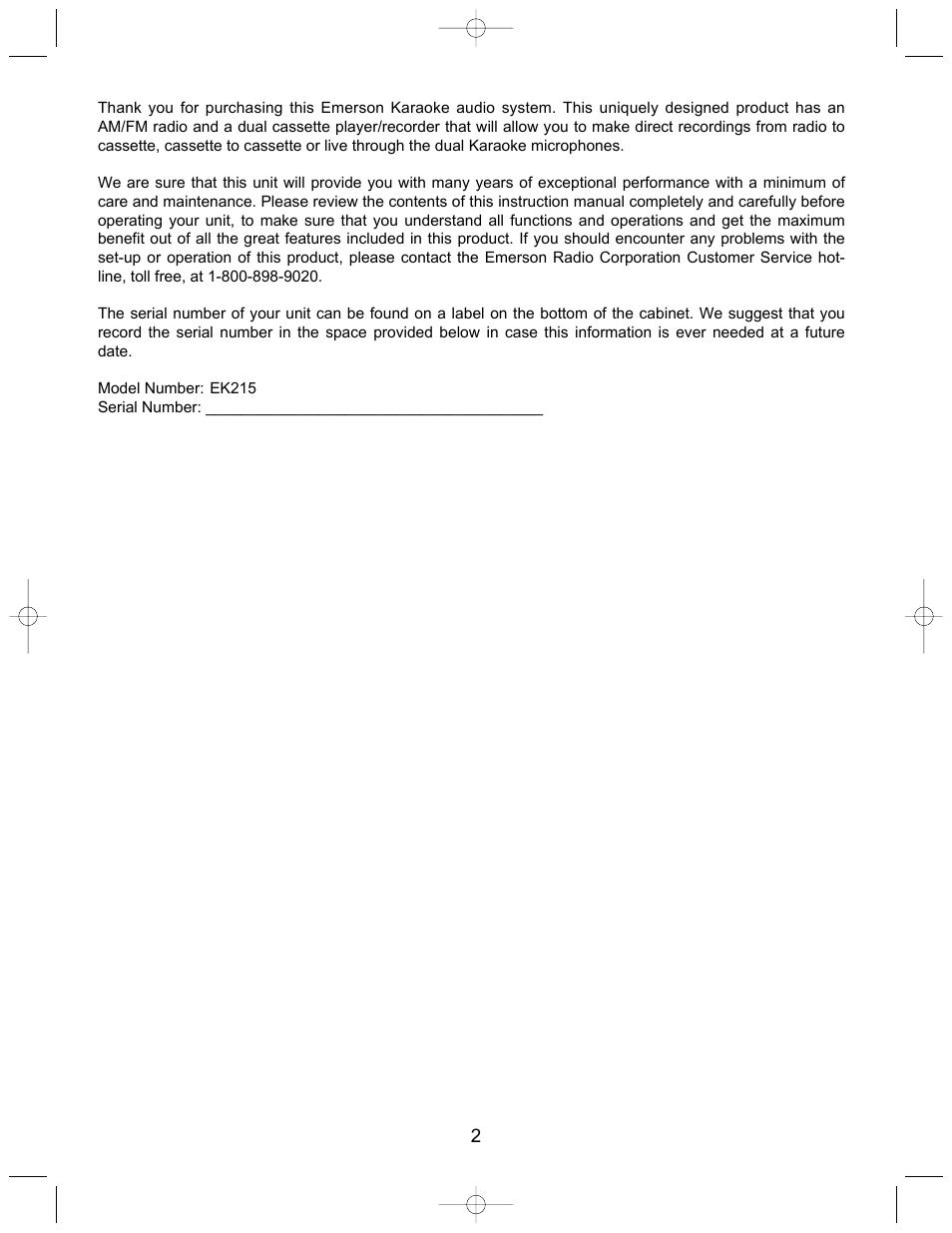 Emerson EK215 User Manual | Page 3 / 16