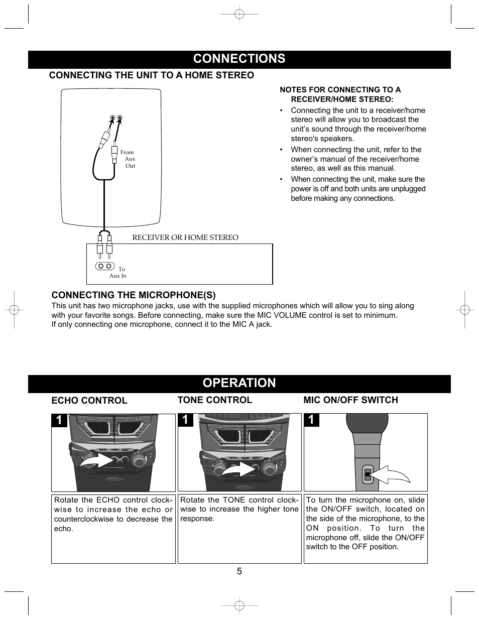 Connections, Operation | Emerson EK215 User Manual | Page 6 / 16