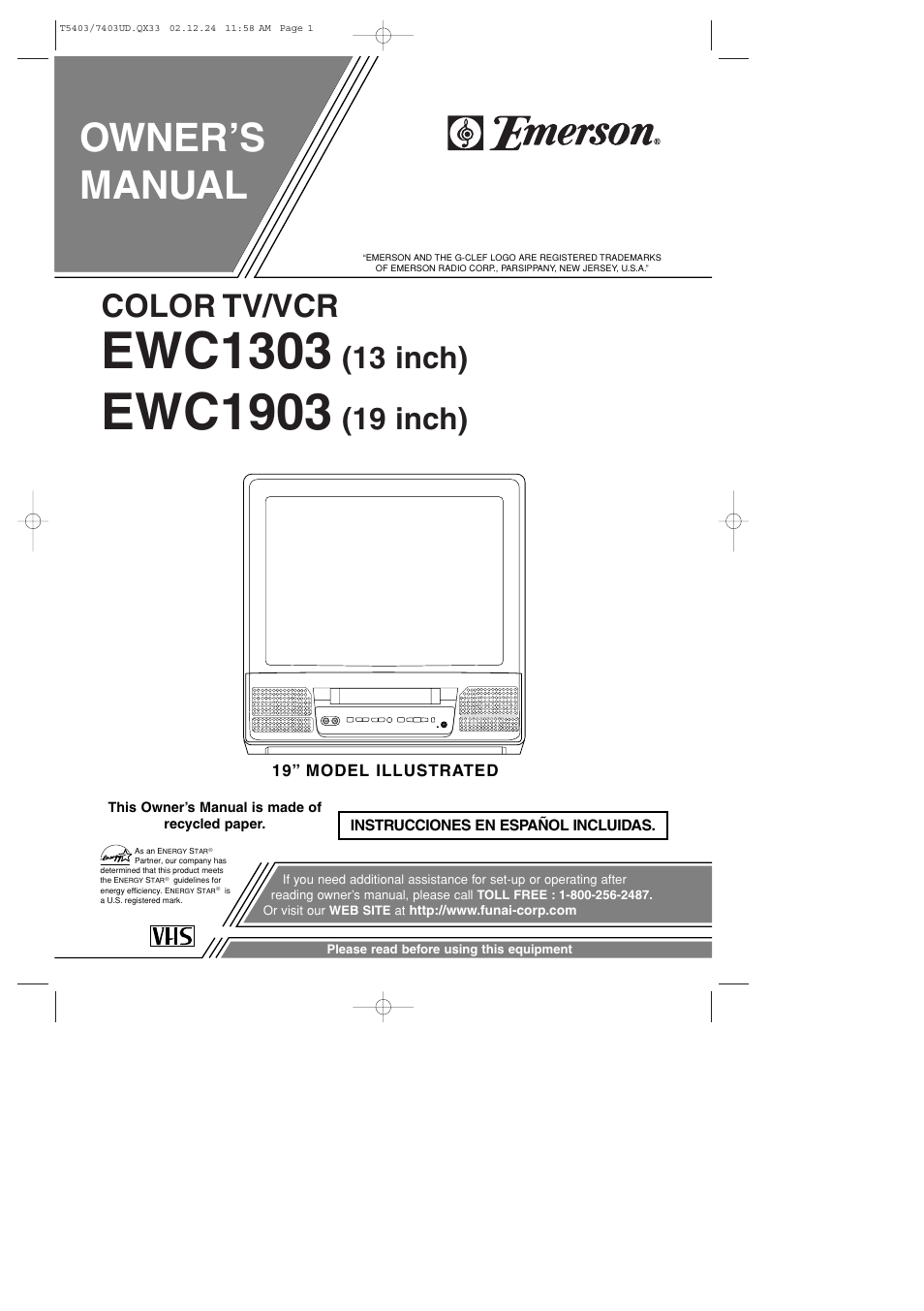 Emerson EWC1903 User Manual | 32 pages