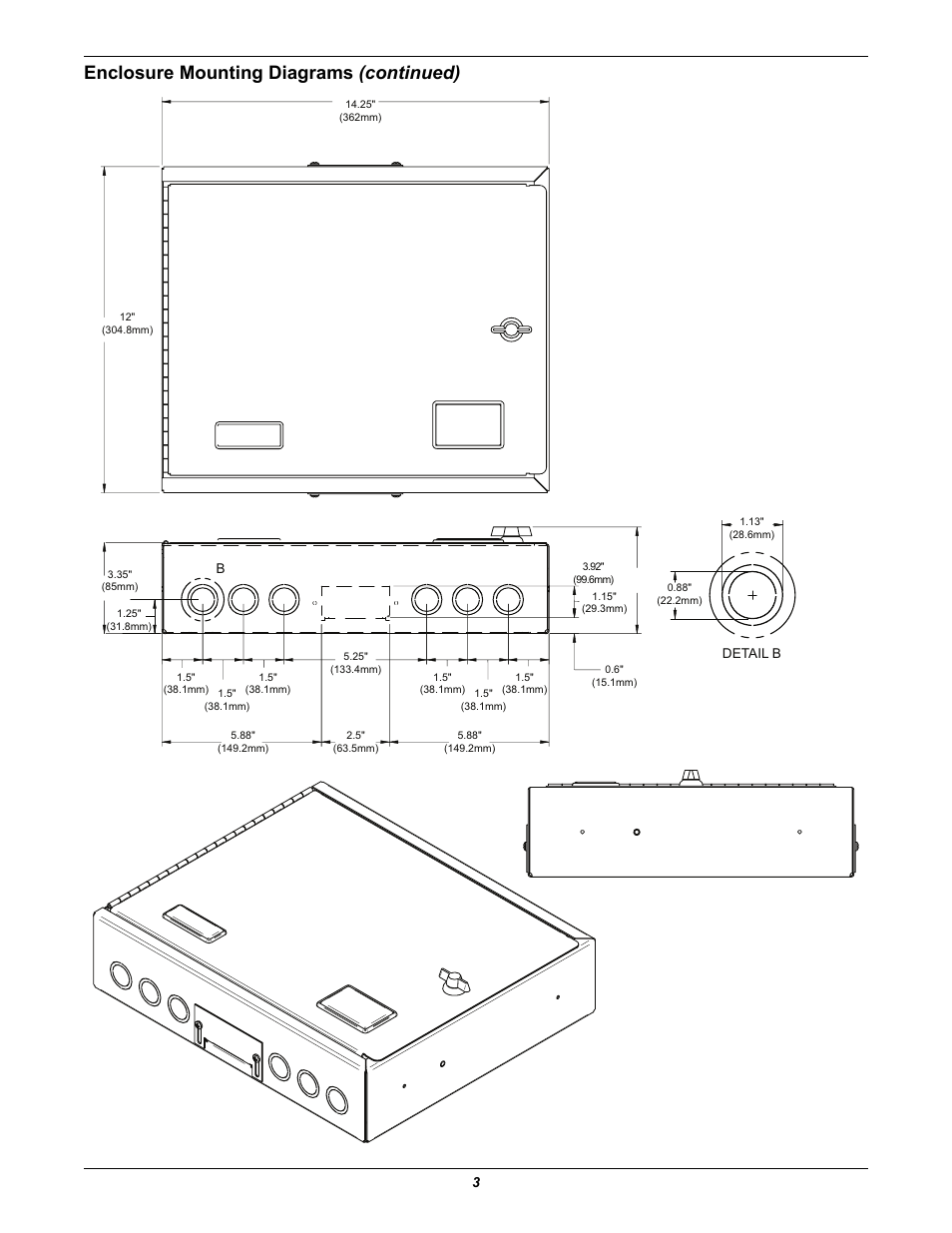 Enclosure mounting diagrams (continued) | Emerson SiteLink-2E User Manual | Page 3 / 4