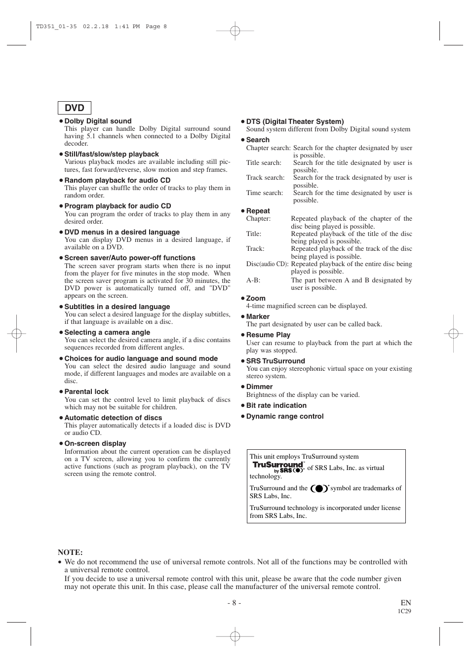 Emerson EWC19T1 User Manual | Page 8 / 64