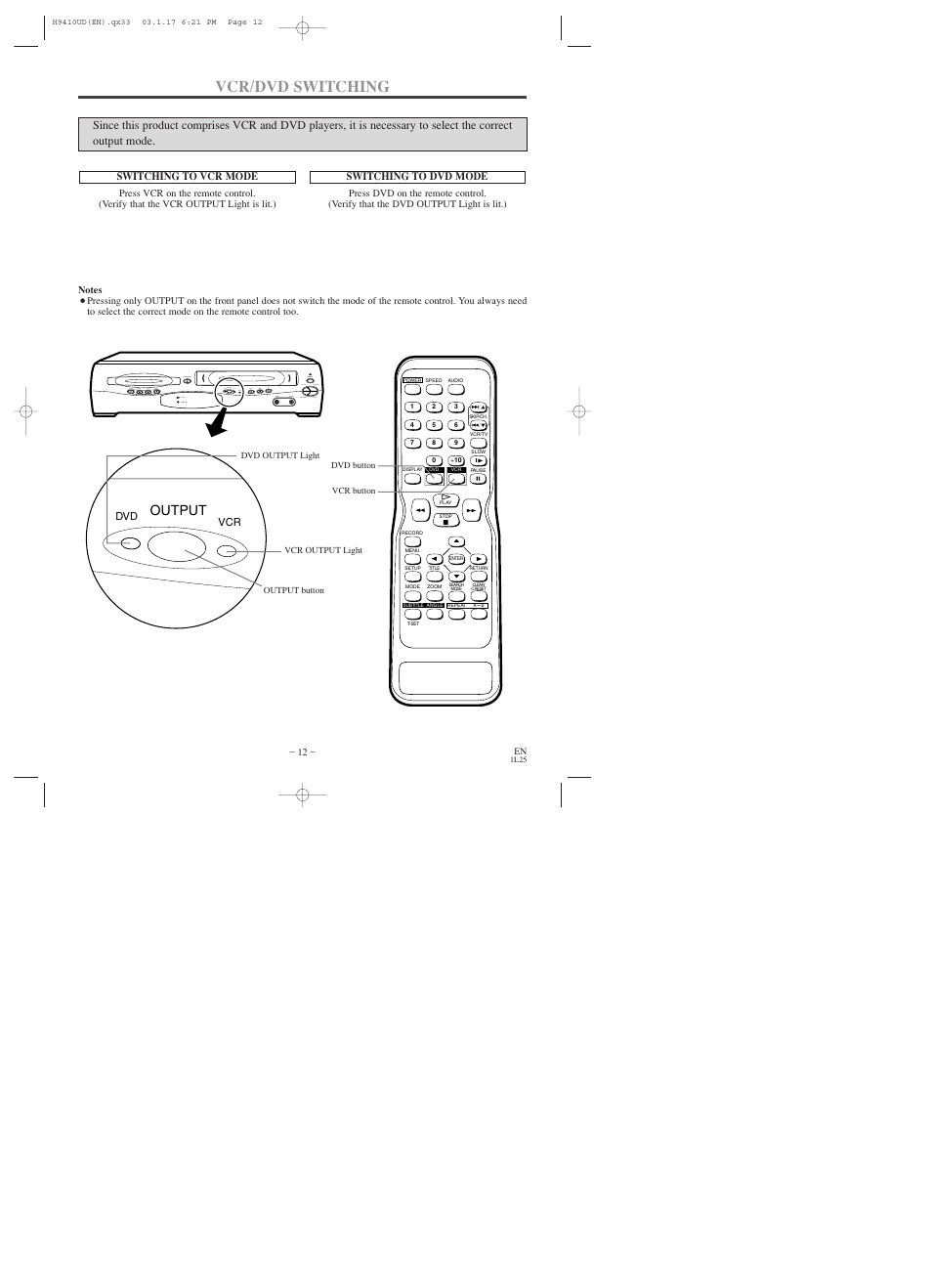 Vcr/dvd switching | Emerson EWD2003 User Manual | Page 12 / 44