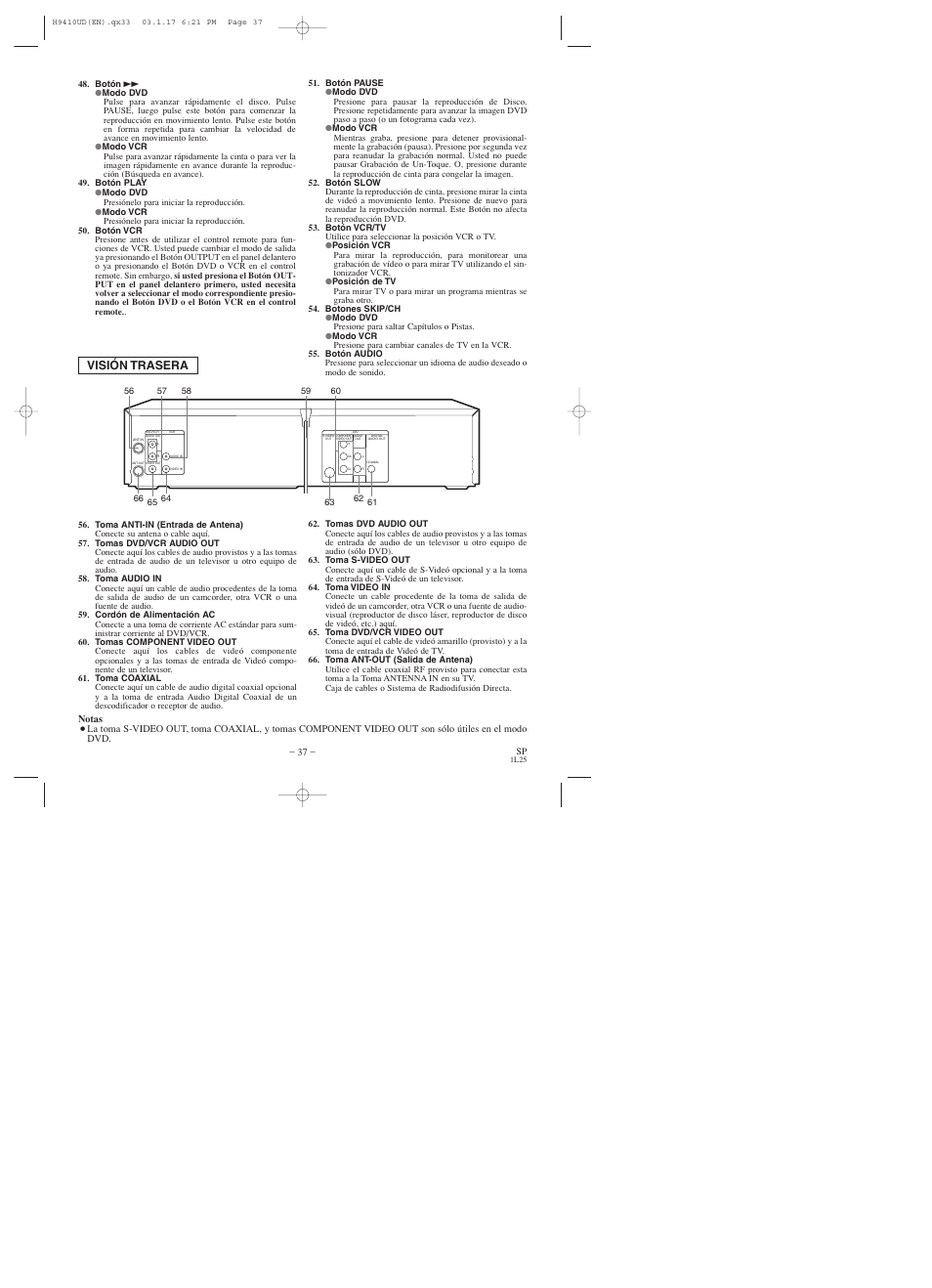 Visión trasera | Emerson EWD2003 User Manual | Page 37 / 44