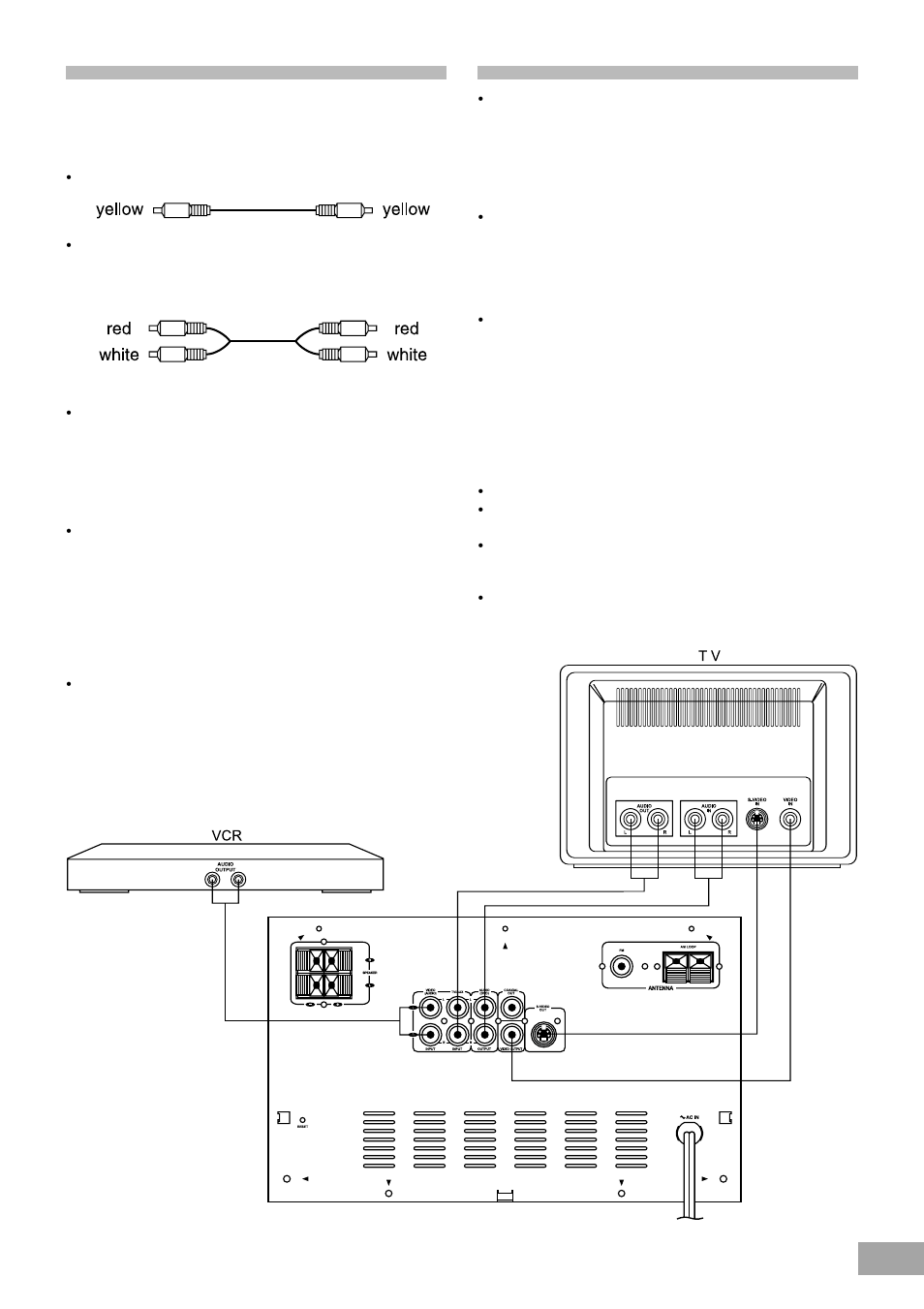 Tv and optional component connections, Connecting the ac power cord | Emerson Radio AV50 User Manual | Page 17 / 44