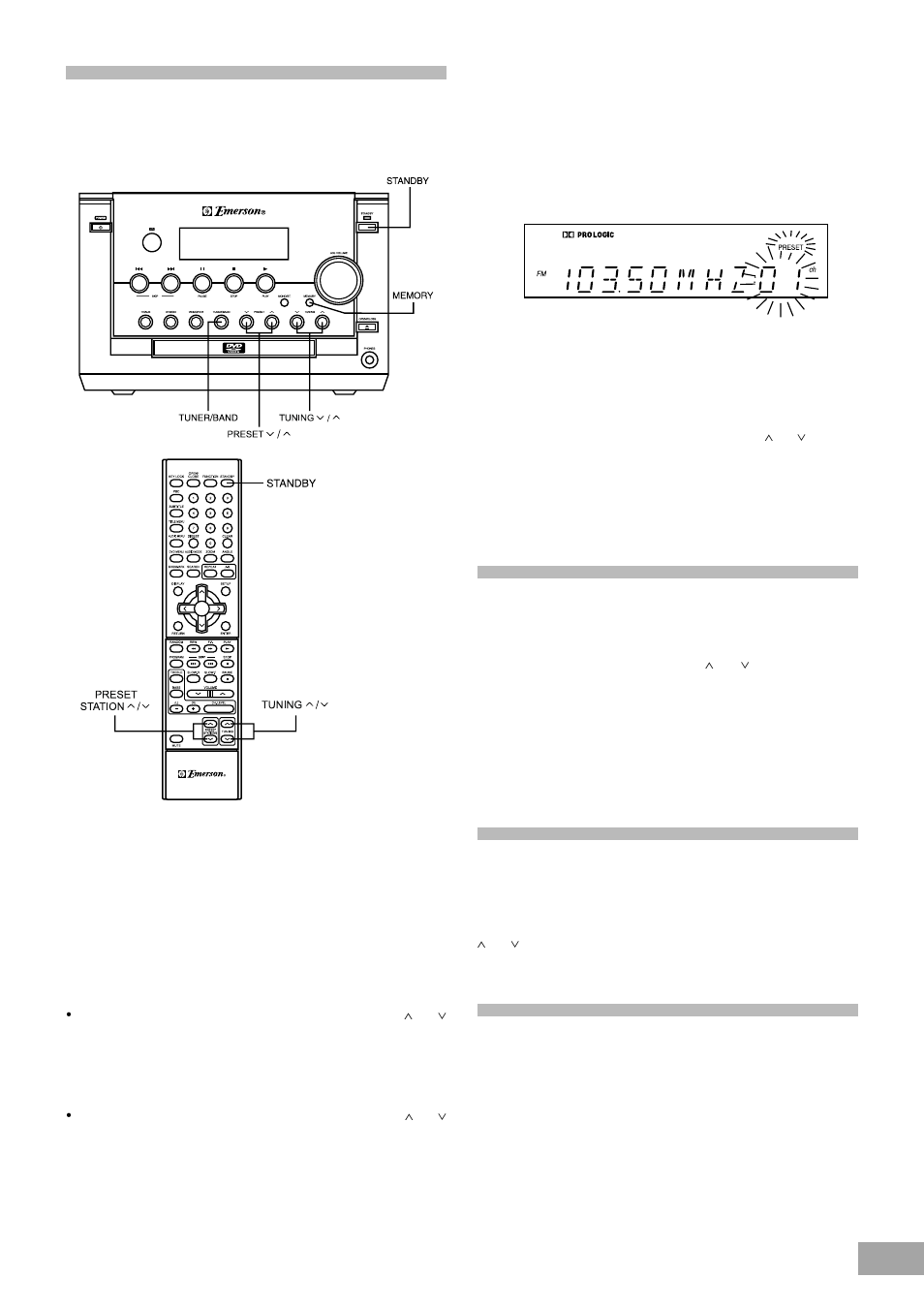 Presetting radio stations, Recalling preset stations, Changing preset stations | Emerson Radio AV50 User Manual | Page 19 / 44