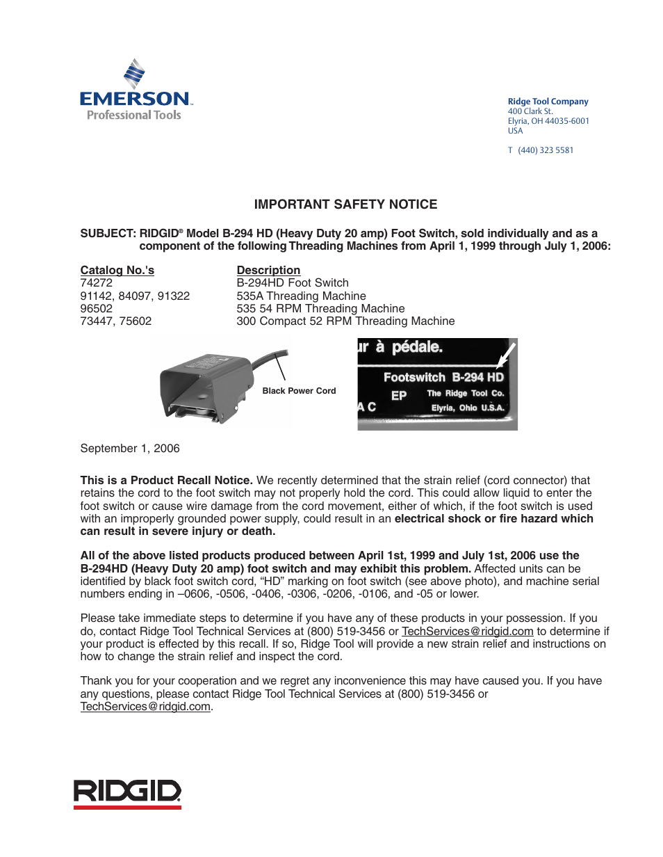 Emerson B-294 HD User Manual | 1 page