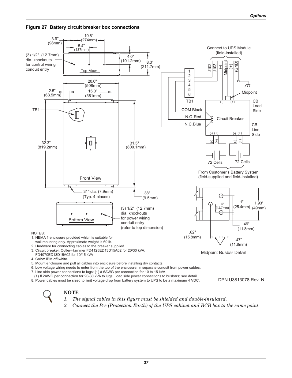 Figure 27 battery circuit breaker box connections | Emerson 60HZ User Manual | Page 43 / 80