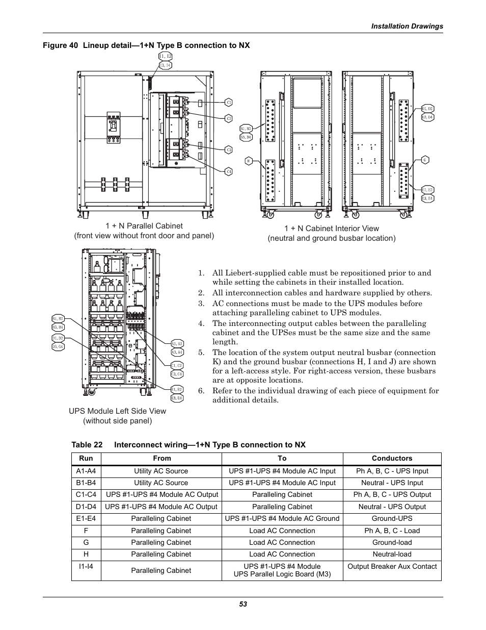 Table 22, Interconnect wiring—1+n type b connection to nx | Emerson 60HZ User Manual | Page 59 / 80