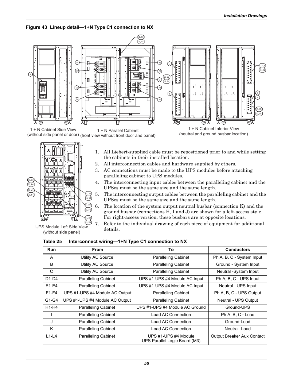 Table 25, Interconnect wiring—1+n type c1 connection to nx | Emerson 60HZ User Manual | Page 62 / 80