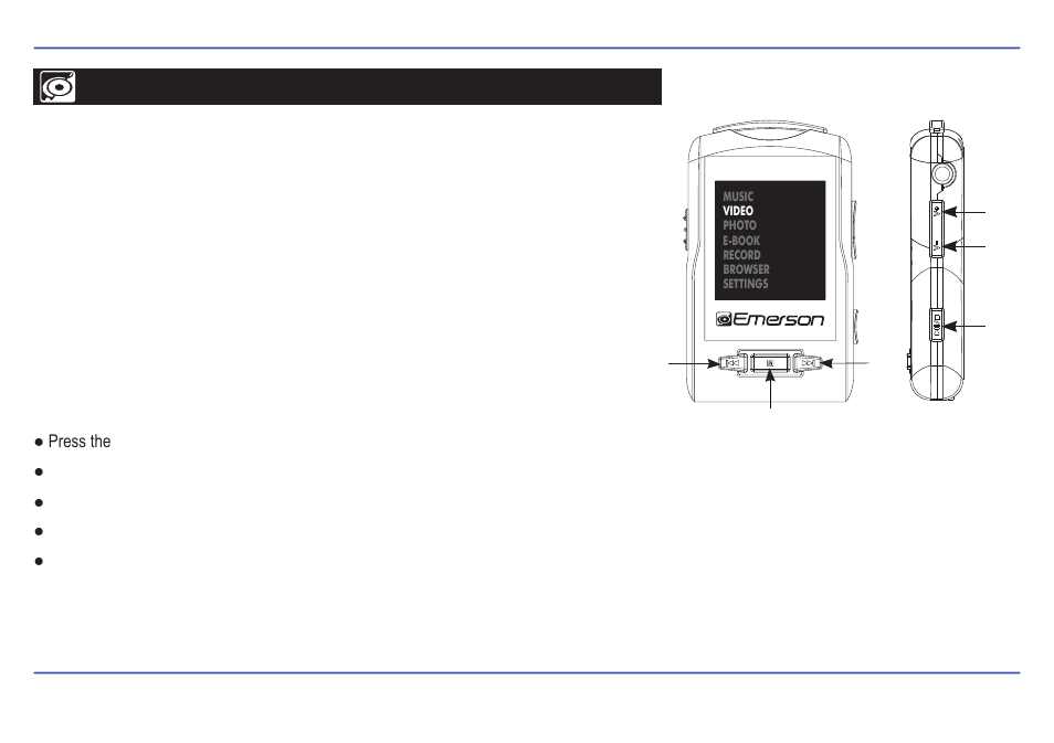 Video, Playing videos | Emerson EMP516-2 User Manual | Page 16 / 30