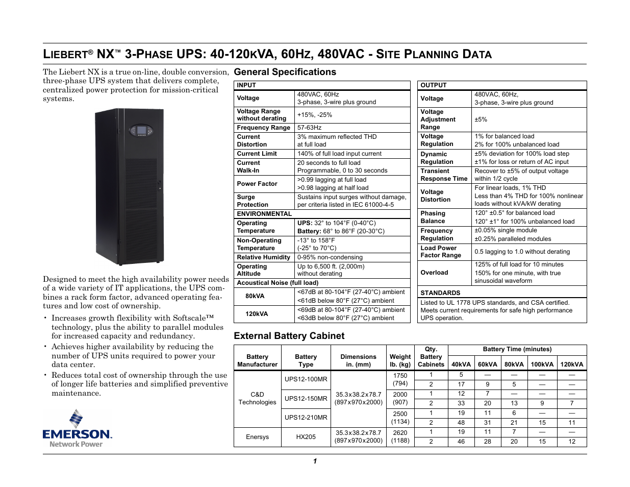 Emerson 40-120KVA User Manual | 2 pages