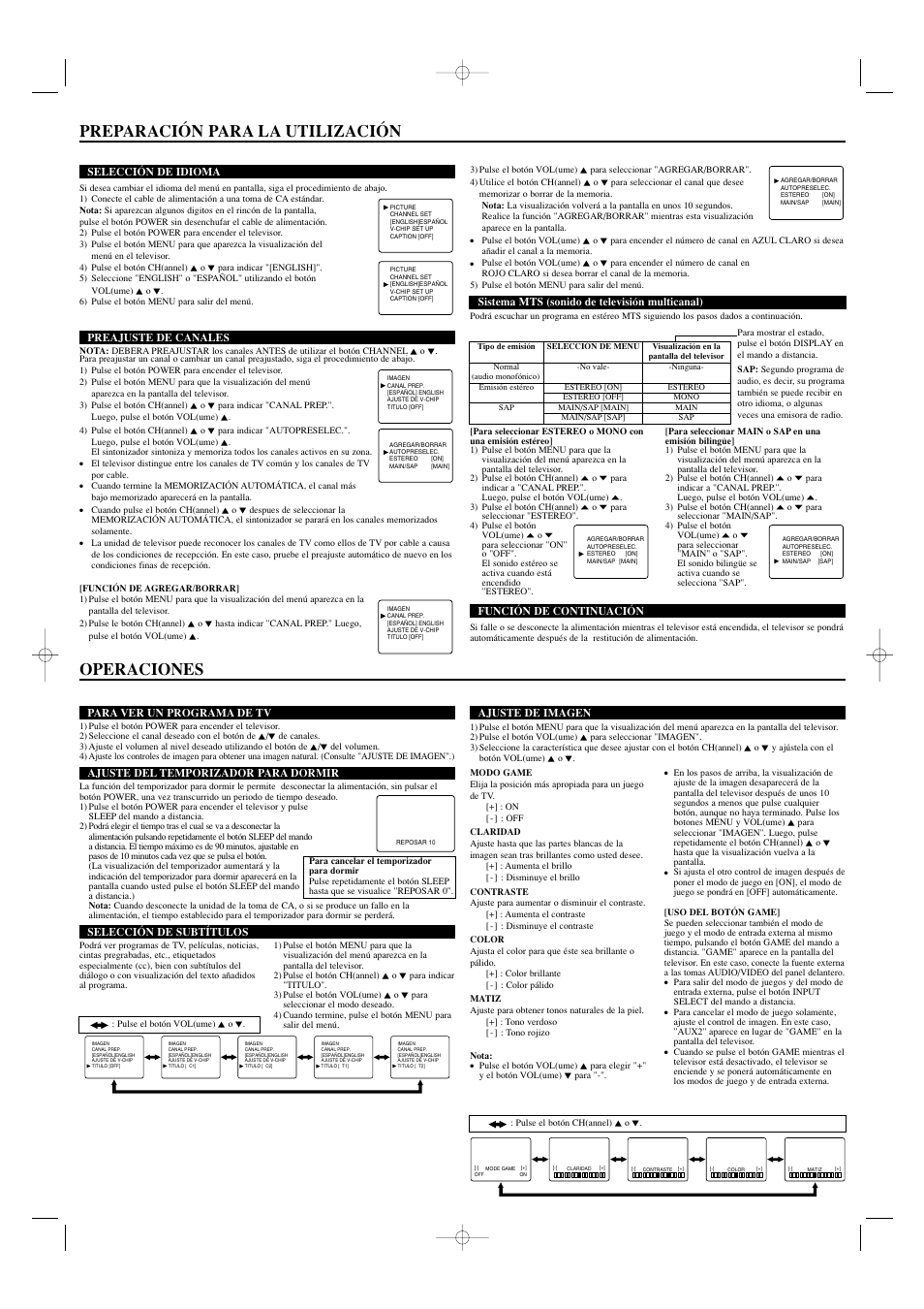 Operaciones, Preparación para la utilización | Emerson EWF2702 User Manual | Page 7 / 8