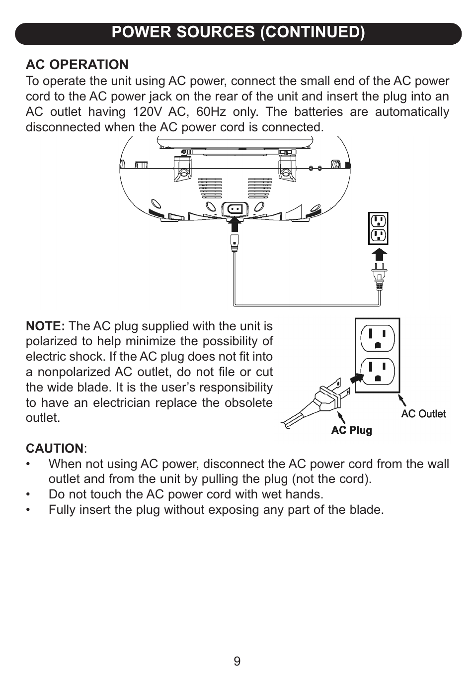 Power sources (continued) | Emerson Radio Barbie BAR201 User Manual | Page 10 / 22