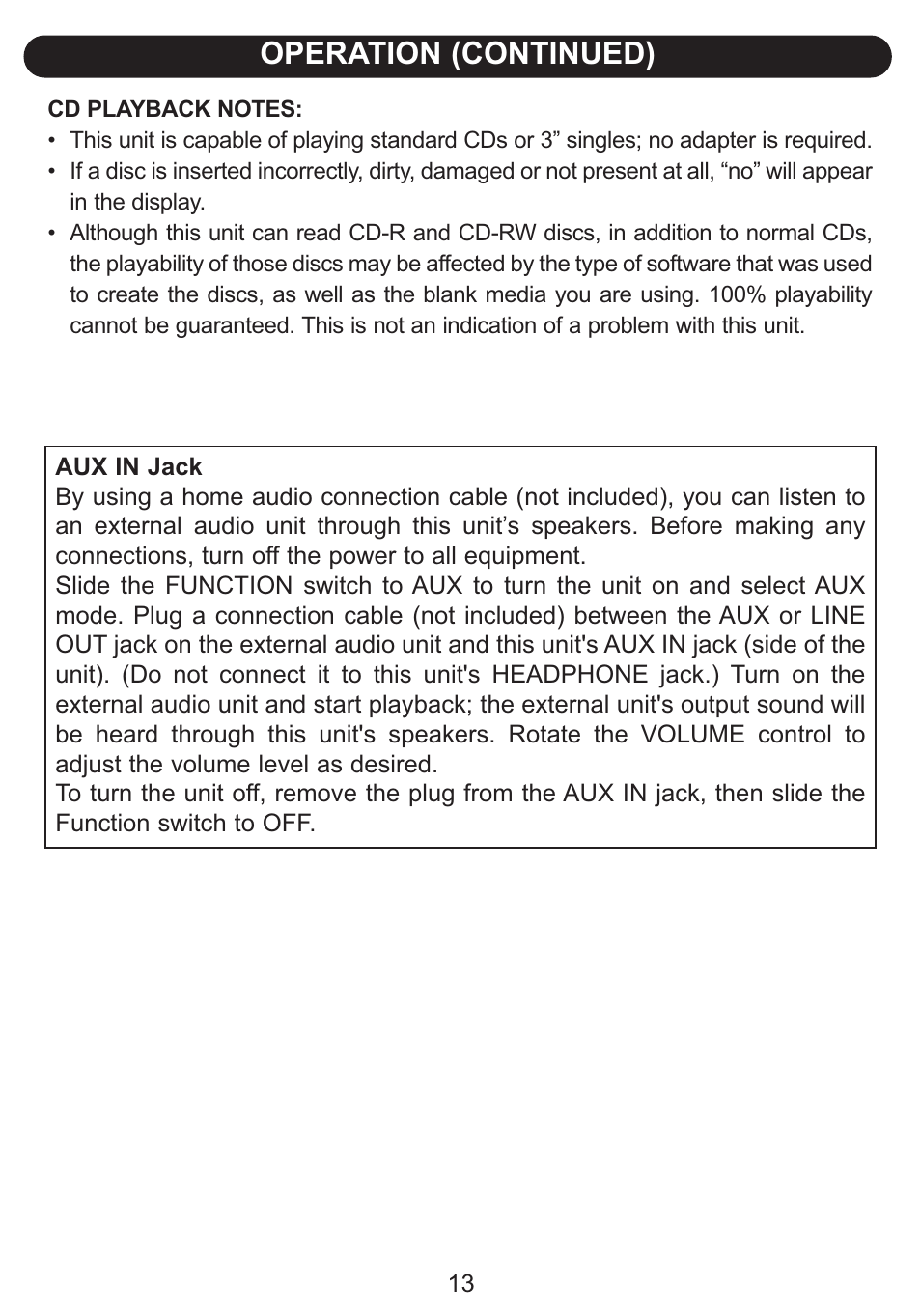 Operation (continued) | Emerson Radio Barbie BAR201 User Manual | Page 14 / 22