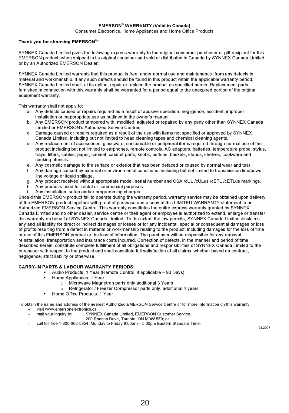 Emerson Radio Barbie BAR201 User Manual | Page 21 / 22