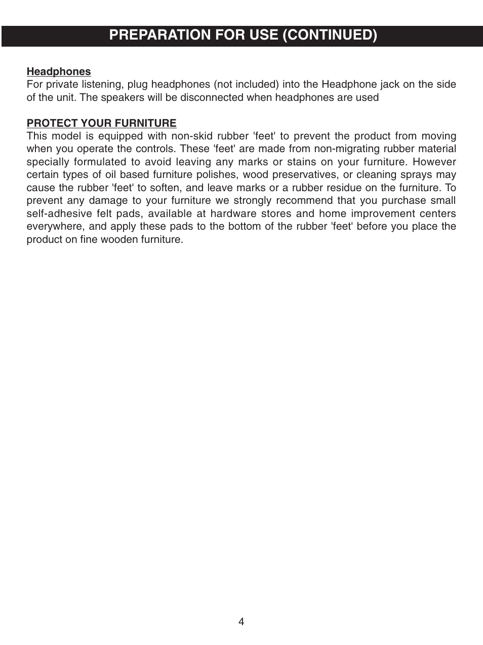 Preparation for use (continued) | Emerson Radio PD5812 User Manual | Page 5 / 16