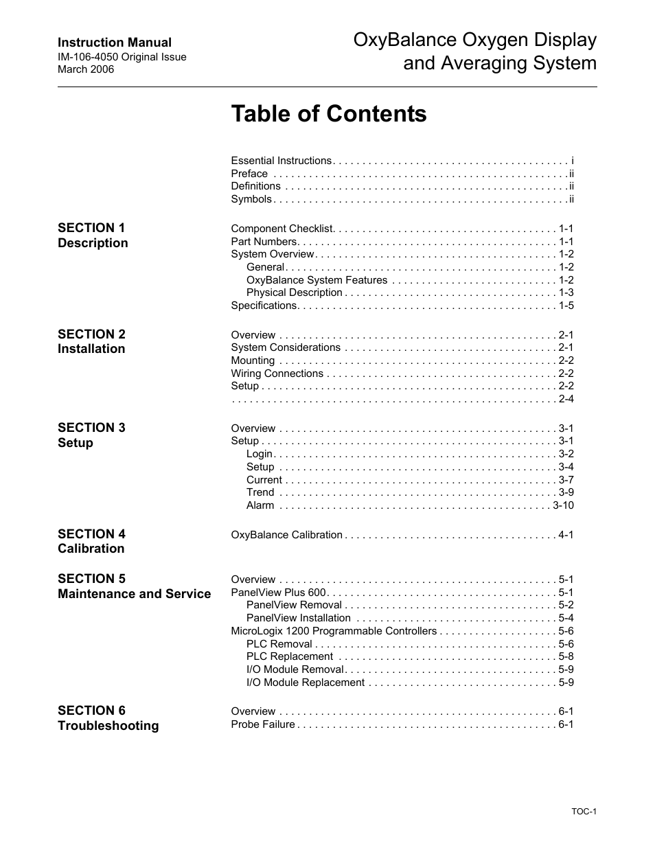 Emerson OXYBALANCE IM-106-4050 User Manual | Page 3 / 64