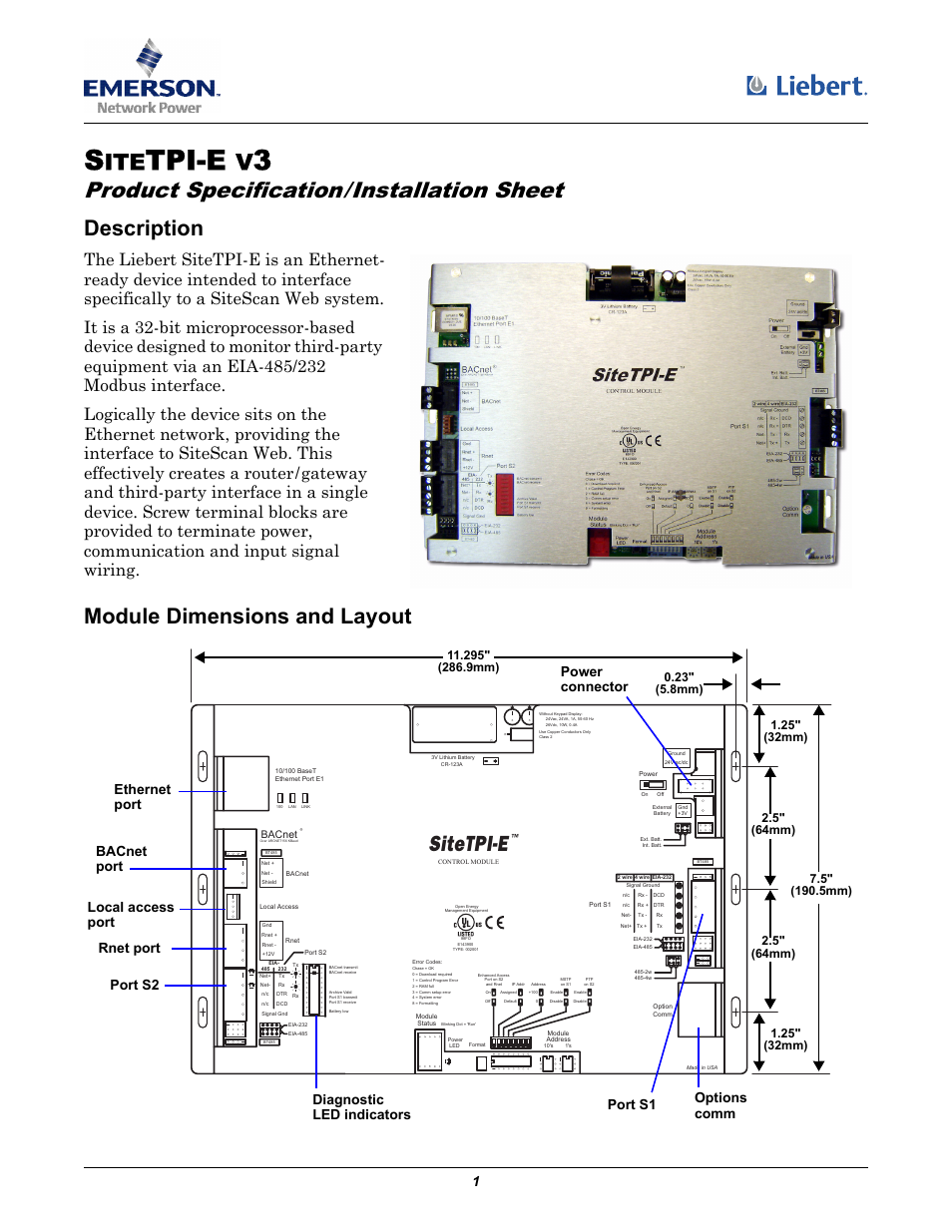 Emerson SITETPI-E V3 User Manual | 4 pages