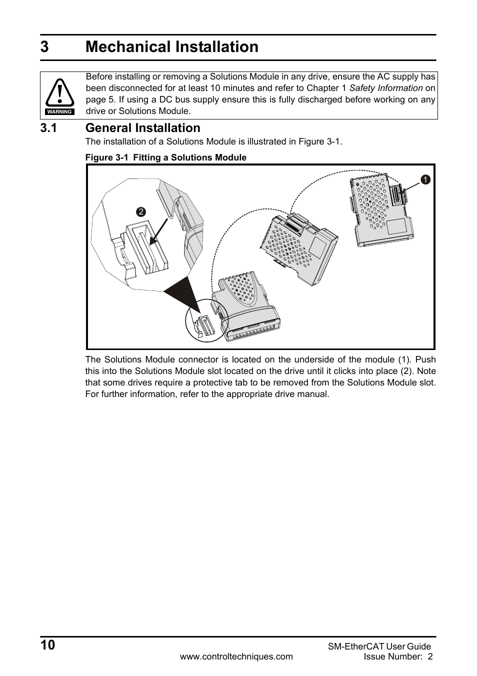 3 mechanical installation, 1 general installation, Mechanical installation | 1 general, Installation, Inst al, Lati on, Ica l, Tion, 3mechanical installation | Emerson SM-ETHERCAT 0471-0128-02 User Manual | Page 10 / 70
