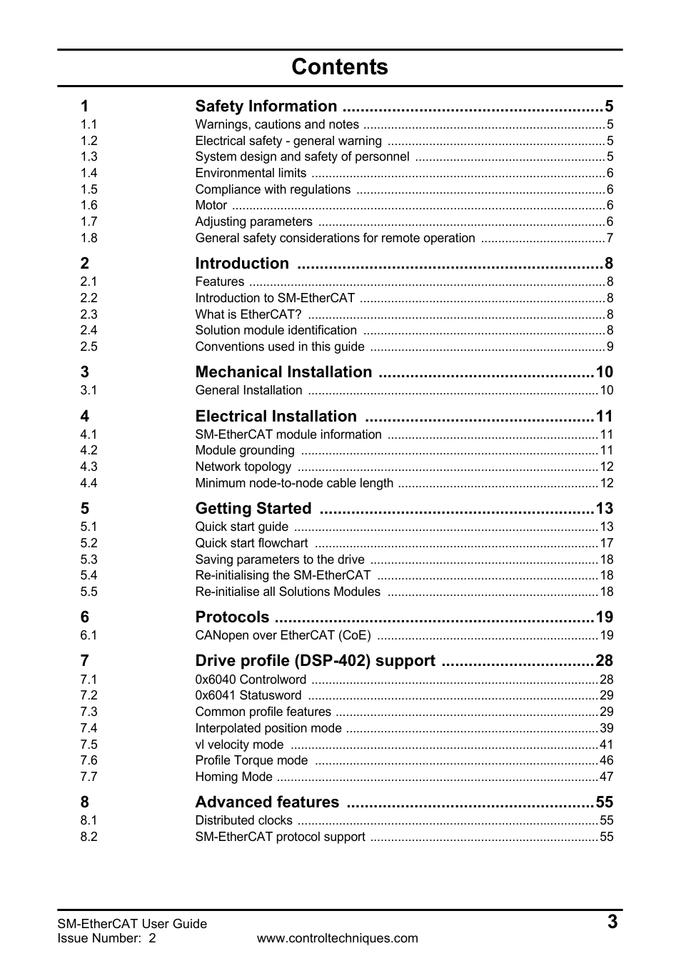 Emerson SM-ETHERCAT 0471-0128-02 User Manual | Page 3 / 70