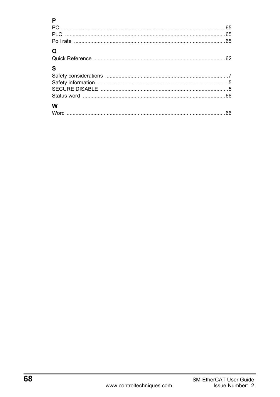 Emerson SM-ETHERCAT 0471-0128-02 User Manual | Page 68 / 70